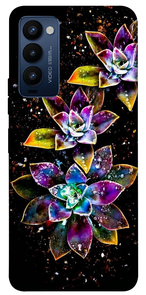 Чохол Flowers on black для TECNO Camon 18