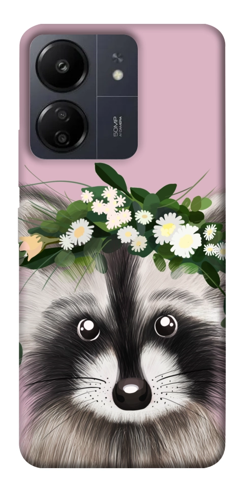 Чехол Raccoon in flowers для Xiaomi Redmi 13C