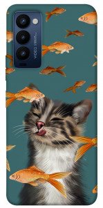 Чохол Cat with fish для Tecno Camon 18