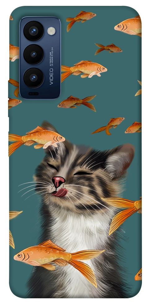 Чехол Cat with fish для TECNO Camon 18P