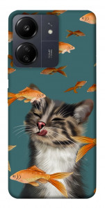 Чехол Cat with fish для Xiaomi Redmi 13C