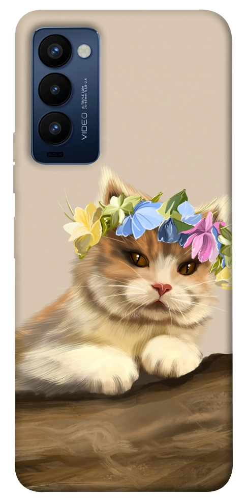 Чехол Cat in flowers для TECNO Camon 18P