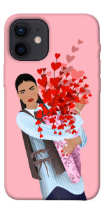 Чохол Дівчина з квітами для iPhone 12 mini