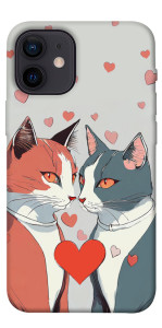 Чохол Коти та серце для iPhone 12 mini