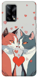 Чехол Коты и сердце для Oppo A74 4G