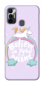 Чехол Believe in your dreams unicorn для TECNO Spark 7