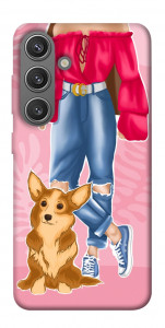 Чохол Girl and corgi для Galaxy S24