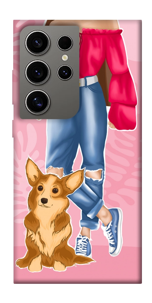 Чохол Girl and corgi для Galaxy S24 Ultra