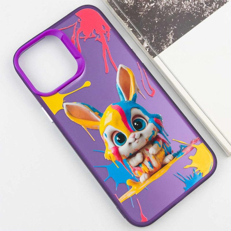 Фото TPU+PC чехол TakiTaki Graffiti magic glow для Apple iPhone 14 Pro (6.1") (Funny bunny / Purple) на vchehle.ua