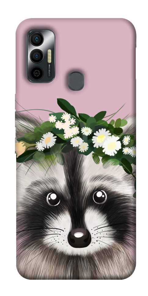 Чохол Raccoon in flowers для TECNO Spark 7