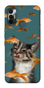 Чохол Cat with fish для TECNO Spark 7