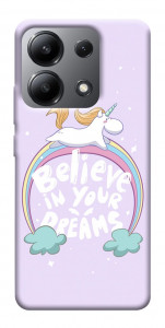 Чехол Believe in your dreams unicorn для Xiaomi Redmi Note 13 4G