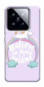 Чехол Believe in your dreams unicorn для Xiaomi 14 Pro