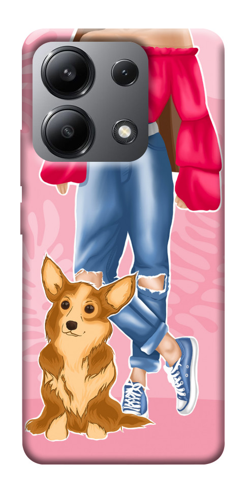 Чохол Girl and corgi для Xiaomi Redmi Note 13 4G