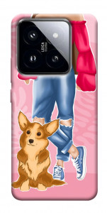 Чохол Girl and corgi для Xiaomi 14 Pro