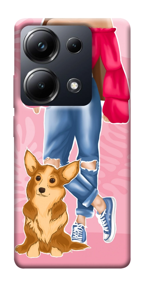 Чехол Girl and corgi для Xiaomi Poco M6