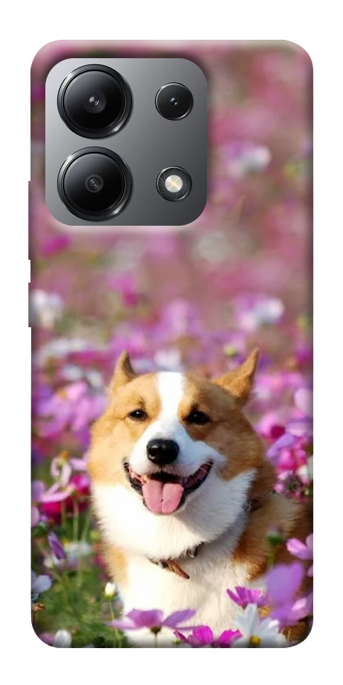 Чохол Коргі в квітах для Xiaomi Redmi Note 13 4G