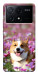 Чехол Корги в цветах для Xiaomi Poco X6