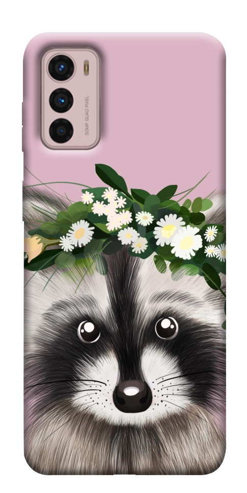 Чехол Raccoon in flowers для Motorola Moto G42