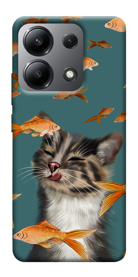 Чохол Cat with fish для Xiaomi Redmi Note 13 4G