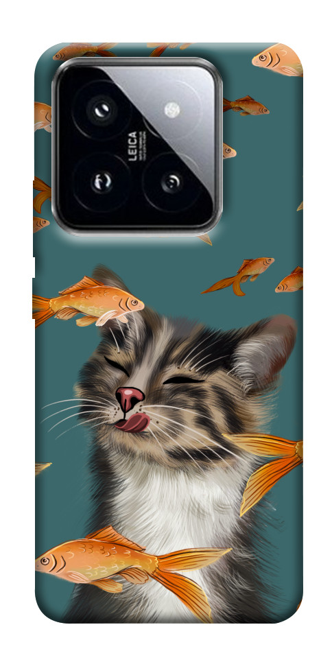 Чехол Cat with fish для Xiaomi 14 Pro