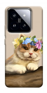 Чехол Cat in flowers для Xiaomi 14 Pro