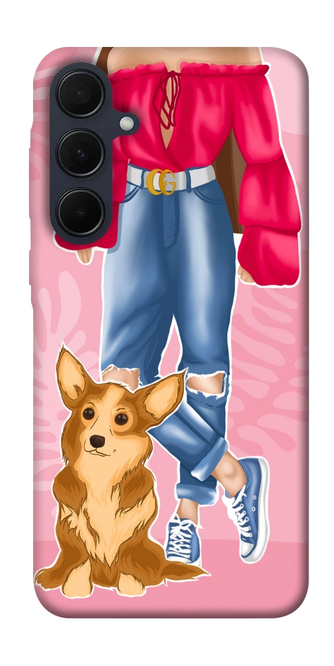 Чохол Girl and corgi для Galaxy A35