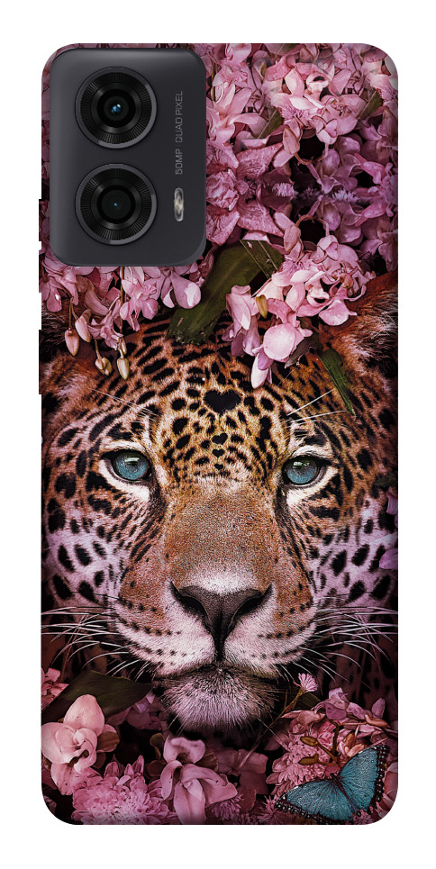 Чехол Леопард в цветах для Motorola Moto G04