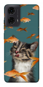 Чехол Cat with fish для Motorola Moto G04