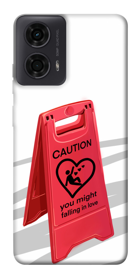 Чехол Caution falling in love для Motorola Moto G04