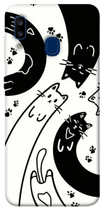 Чехол Черно-белые коты для Galaxy A20 (2019)