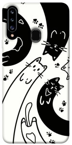 Чохол Чорно-білі коти для Galaxy A20s (2019)