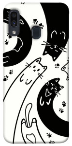 Чехол Черно-белые коты для Samsung Galaxy A30