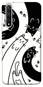 Чохол Чорно-білі коти для Huawei Honor 20