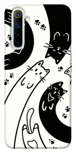 Чехол Черно-белые коты для Realme 6