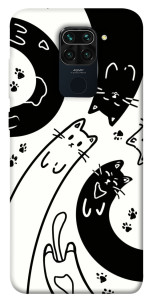 Чохол Чорно-білі коти для  Xiaomi Redmi Note 9