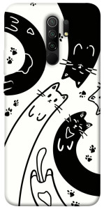 Чехол Черно-белые коты для Xiaomi Redmi 9