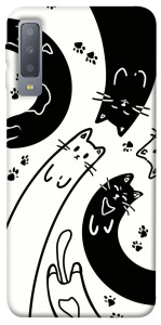 Чехол Черно-белые коты для Galaxy A7 (2018)