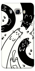 Чехол Черно-белые коты для Galaxy J7 (2016)