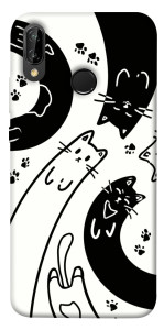 Чехол Черно-белые коты для Huawei P20 Lite
