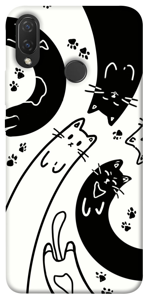 Чохол Чорно-білі коти для Huawei Nova 3i
