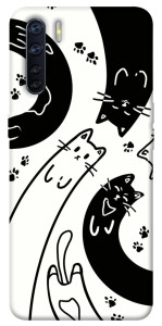 Чохол Чорно-білі коти для Oppo A91