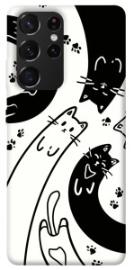 Чехол Черно-белые коты для Galaxy S21 Ultra