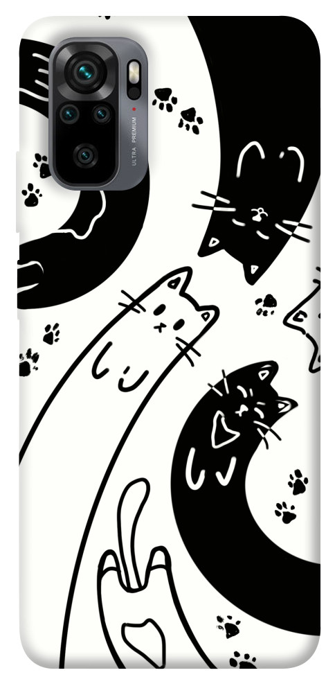 Чохол Чорно-білі коти для Xiaomi Redmi Note 10