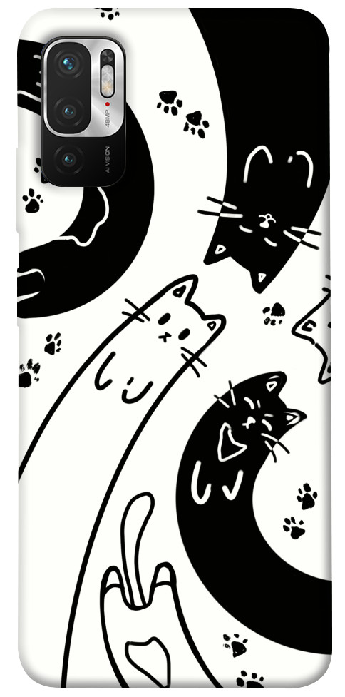 Чохол Чорно-білі коти для Xiaomi Redmi Note 10 5G