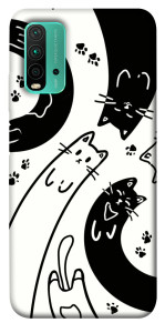 Чохол Чорно-білі коти для Xiaomi Redmi 9T