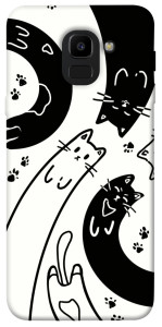 Чехол Черно-белые коты для Galaxy J6 (2018)