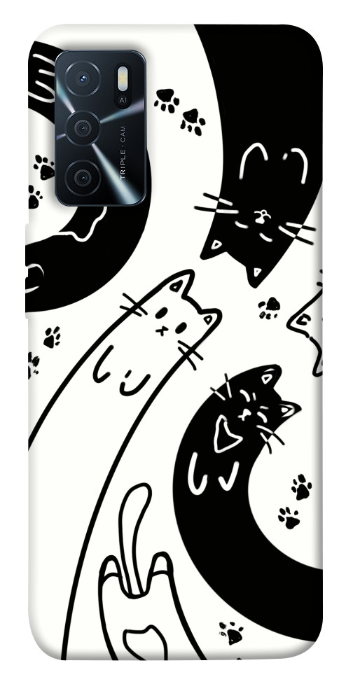 Чохол Чорно-білі коти для Oppo A16