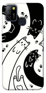 Чехол Черно-белые коты для Infinix Hot 10 Lite