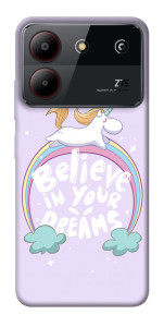 Чехол Believe in your dreams unicorn для ZTE Blade A54 4G
